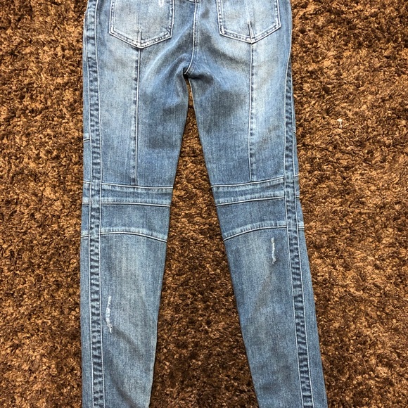 BALMAIN Women’s Biker Distressed Slim Zipper Jeans - Picture 3 of 7